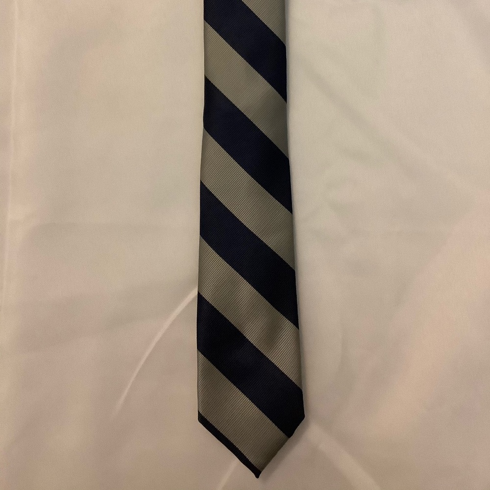 Gray Navy Blue Stripe Tie